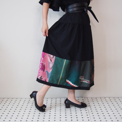 Kimono HAREGI Skirt Long -Using Vintage Kimono Fabrics 第2張的照片