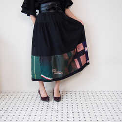 Kimono HAREGI Skirt Long -Using Vintage Kimono Fabrics 第1張的照片