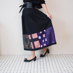 Kimono HAREGI Skirt Long -Using Vintage Kimono Fabrics 第5張的照片