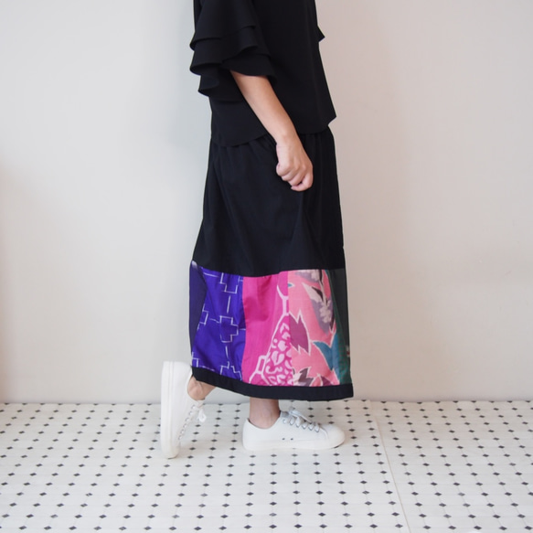 Kimono HAREGI Skirt Long -Using Vintage Kimono Fabrics 第6張的照片