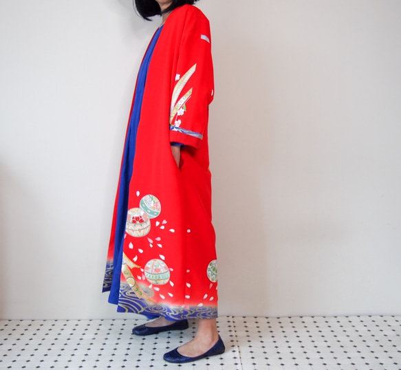 KIMONO Long Jacket -upcycled from Vintage Kimono 第2張的照片