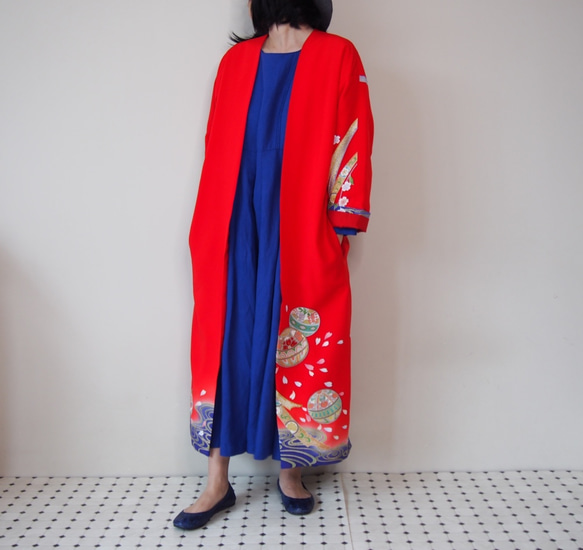 KIMONO Long Jacket -upcycled from Vintage Kimono 第3張的照片