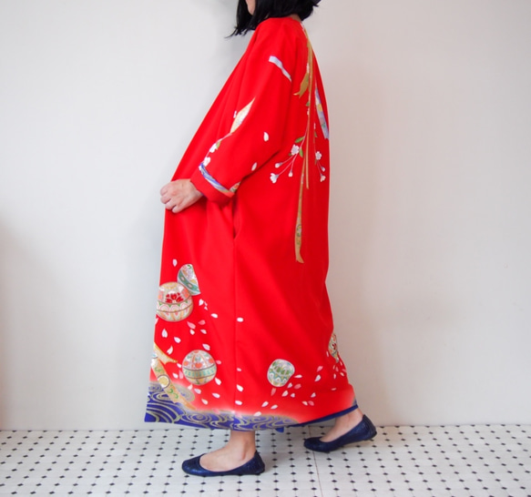 KIMONO Long Jacket -upcycled from Vintage Kimono 第6張的照片