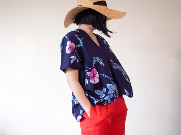 OKINAWA TOP  -upcycled from unused summer KIMONO 第1張的照片