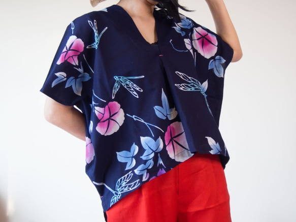 OKINAWA TOP  -upcycled from unused summer KIMONO 第4張的照片