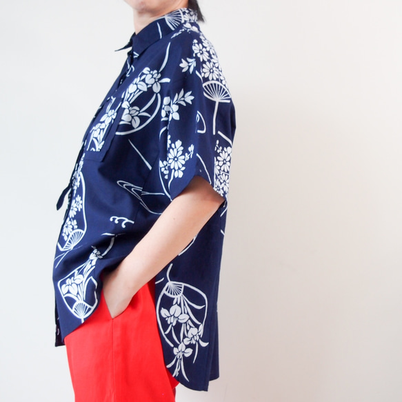 YUKATA Aloha Shirt  -upcycled from unused summer KIMONO 第2張的照片