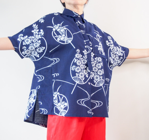 YUKATA Aloha Shirt  -upcycled from unused summer KIMONO 第3張的照片