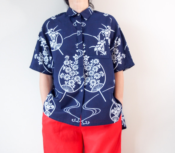 YUKATA Aloha Shirt  -upcycled from unused summer KIMONO 第5張的照片