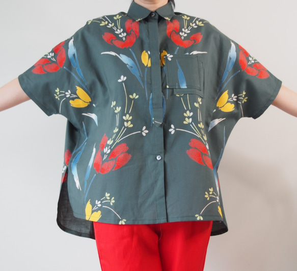 YUKATA Aloha Shirt  -upcycled from unused summer KIMONO 第3張的照片