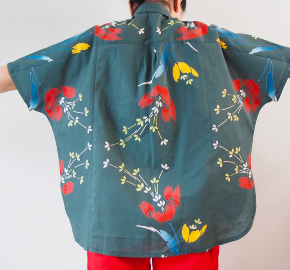 YUKATA Aloha Shirt  -upcycled from unused summer KIMONO 第6張的照片