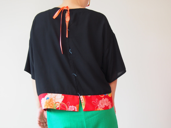 KIMONO TOP -Over sized top with up cycled vintage Kimono 第3張的照片