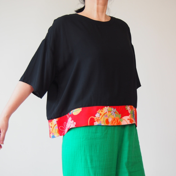 KIMONO TOP -Over sized top with up cycled vintage Kimono 第4張的照片