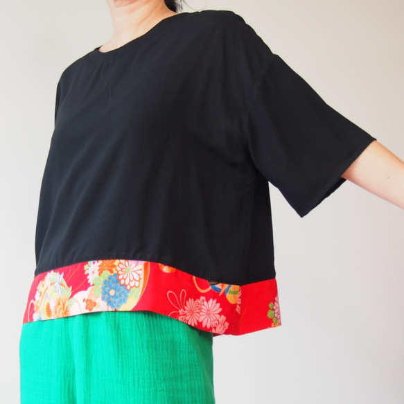 KIMONO TOP -Over sized top with up cycled vintage Kimono 第6張的照片