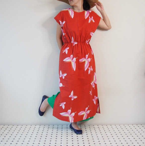 AODAI DRESS -MAXI dress using YUKATA(Summer KIMONO) fabric 第6張的照片