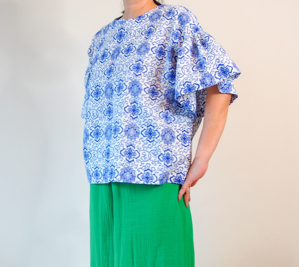 KIMONO TOP -Over sized top with CHINESE textile 第3張的照片