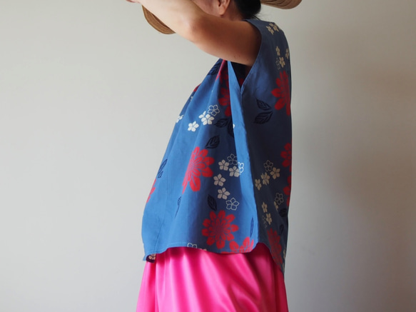 OKINAWA TOP  -upcycled from unused summer KIMONO 第2張的照片