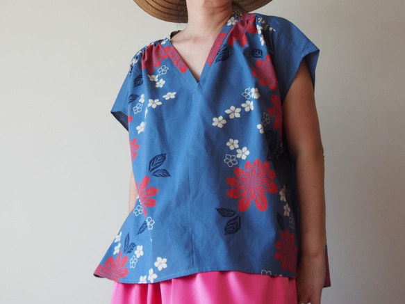 OKINAWA TOP  -upcycled from unused summer KIMONO 第7張的照片