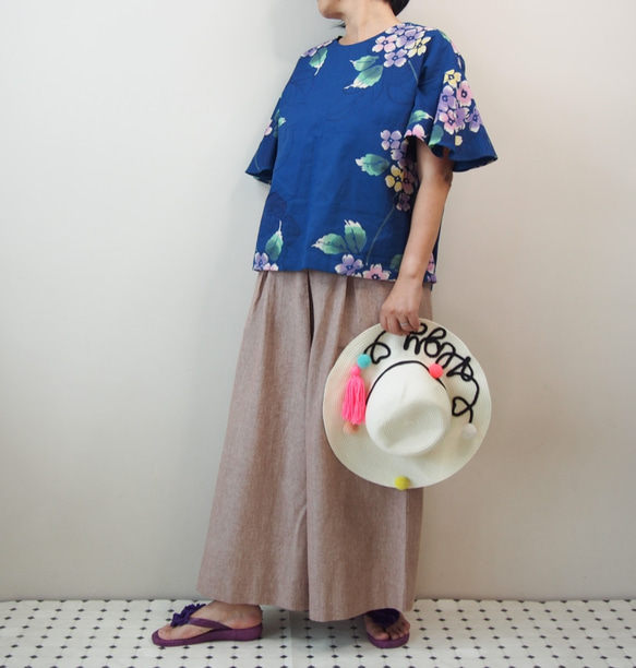 OKINAWA BLOUSE  -upcycled from unused summer KIMONO 第5張的照片