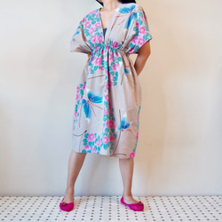 OKINAWA KAFTAN DRESS -from unused vintage summer Kimono 第2張的照片
