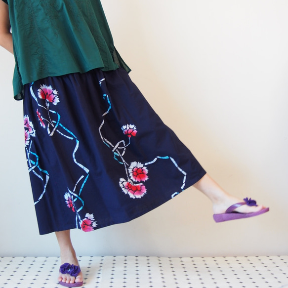 OKINAWA SKIRT LONG  -upcycled from unused summer KIMONO 第2張的照片