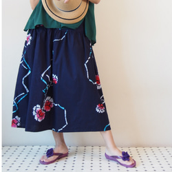 OKINAWA SKIRT LONG  -upcycled from unused summer KIMONO 第9張的照片