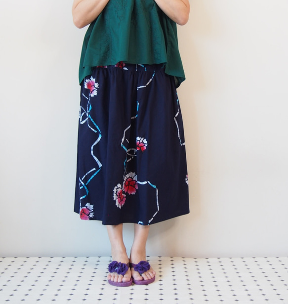 OKINAWA SKIRT LONG  -upcycled from unused summer KIMONO 第6張的照片