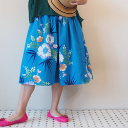 OKINAWA SKIRT MIDI  -upcycled from unused summer KIMONO 第2張的照片