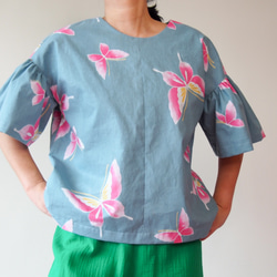 OKINAWA BLOUSE  -upcycled from unused summer KIMONO 第3張的照片