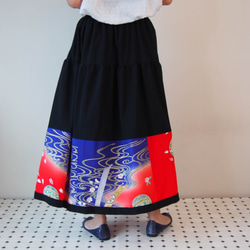 Kimono HAREGI Skirt Long -Using Vintage Kimono Fabrics 第5張的照片