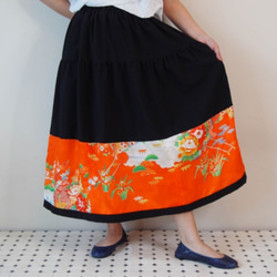 Kimono HAREGI Skirt Long -Using Vintage Kimono Fabrics 第1張的照片