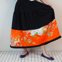 Kimono HAREGI Skirt Long -Using Vintage Kimono Fabrics 第7張的照片