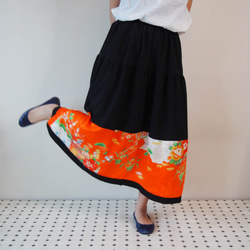 Kimono HAREGI Skirt Long -Using Vintage Kimono Fabrics 第9張的照片