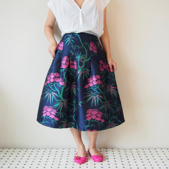 ＜受注製作＞ KABUKI Skirt  -キモノチックな織り柄のスカート 色は3色から選べます！ 6枚目の画像