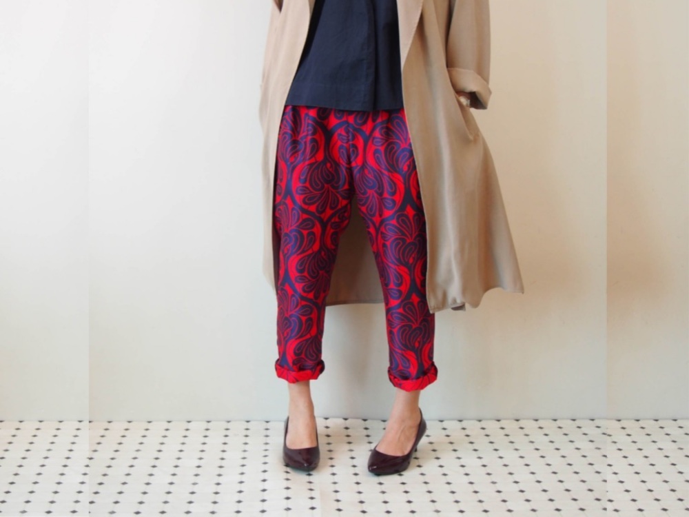 『再販×59』コベントガーデン　-程よくイカれた感じのダマスク柄テーパードパンツ M/Lサイズ