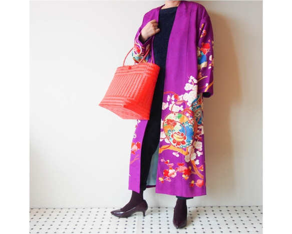 KIMONO Long Jacket -upcycled from Vintage Kimono 第1張的照片