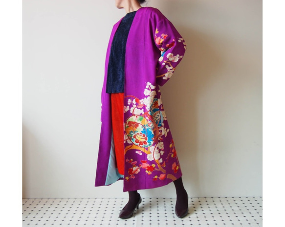 KIMONO Long Jacket -upcycled from Vintage Kimono 第2張的照片