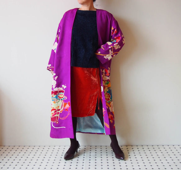 KIMONO Long Jacket -upcycled from Vintage Kimono 第9張的照片