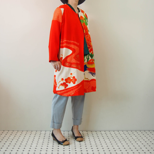 KIMONO Long Jacket -upcycled from Vintage Kimono 第3張的照片