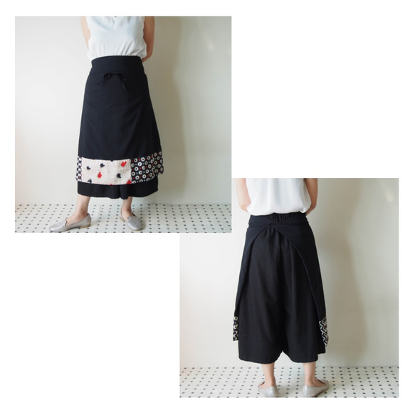 ORIGAMI SKIRT  - 變形包裹裙子，拼接Vintage&#39;s Shoen 1點“免運費” 第8張的照片