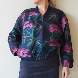 Sold 在庫ございます！ KABUKI JACKET -キモノチックな織り柄のブルゾン グリーン「送料無料」 2枚目の画像