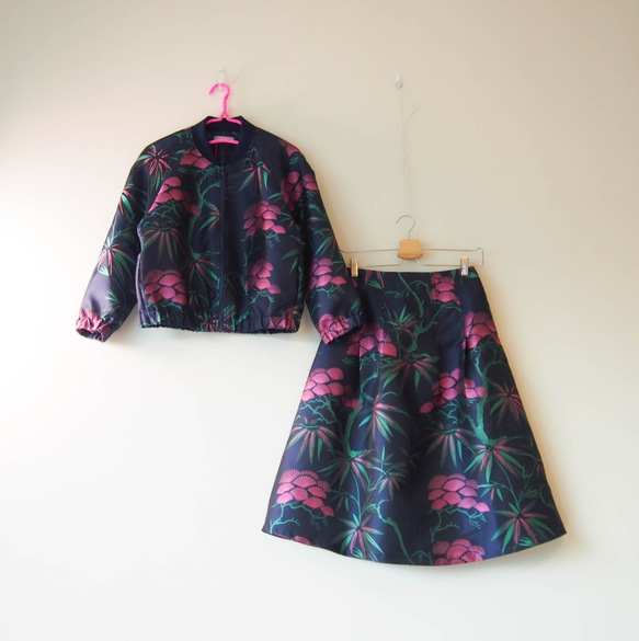 Sold 在庫ございます！ KABUKI JACKET -キモノチックな織り柄のブルゾン グリーン「送料無料」 3枚目の画像
