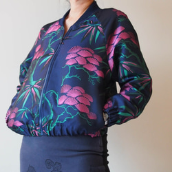 Sold 在庫ございます！ KABUKI JACKET -キモノチックな織り柄のブルゾン グリーン「送料無料」 5枚目の画像