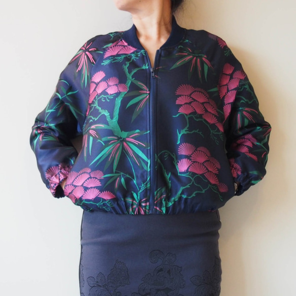 Sold 在庫ございます！ KABUKI JACKET -キモノチックな織り柄のブルゾン グリーン「送料無料」 6枚目の画像