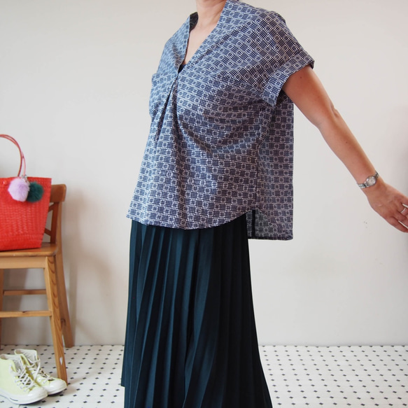 OKINAWA TOP  -upcycled from unused summer KIMONO 第4張的照片