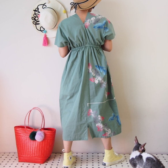 OKINAWA KAFTAN DRESS -from unused vintage summer Kimono 第7張的照片