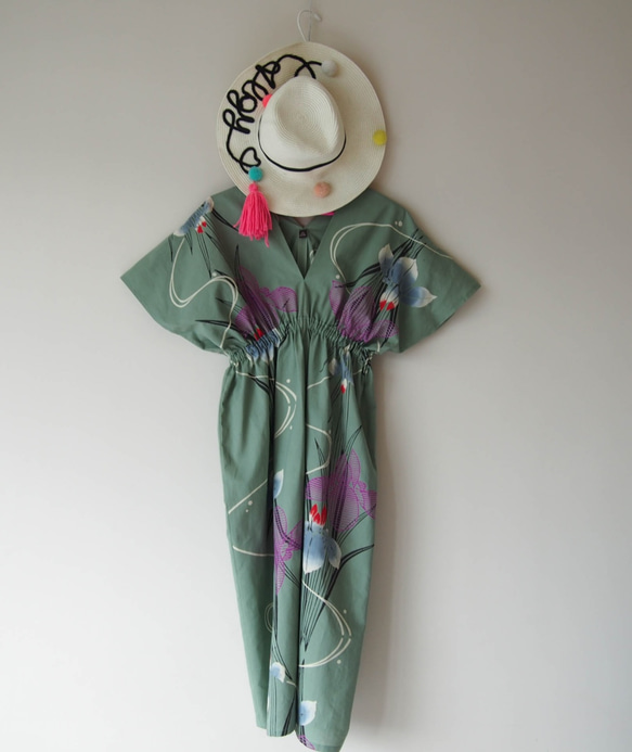 OKINAWA KAFTAN DRESS -from unused vintage summer Kimono 第9張的照片