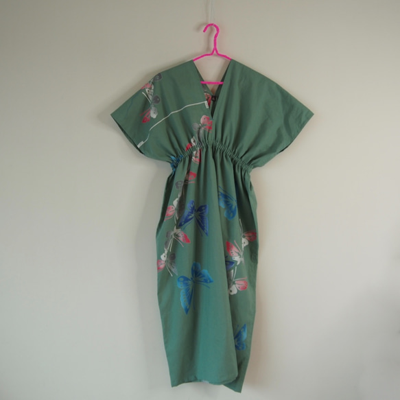 OKINAWA KAFTAN DRESS -from unused vintage summer Kimono 第8張的照片