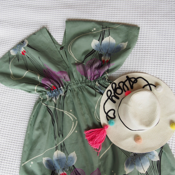 OKINAWA KAFTAN DRESS -from unused vintage summer Kimono 第10張的照片