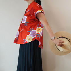 OKINAWA ORIGAMI TOP -From unused Summer KIMONO Fabric 第3張的照片