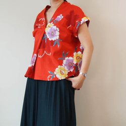 OKINAWA ORIGAMI TOP -From unused Summer KIMONO Fabric 第10張的照片